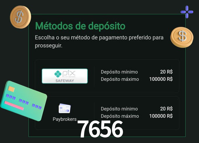 O cassino 7656 oferece uma grande variedade de métodos de pagamento